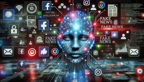 KI-generiertes Bild eines menschlichen Kopfes beeinflusst durch Social Media
