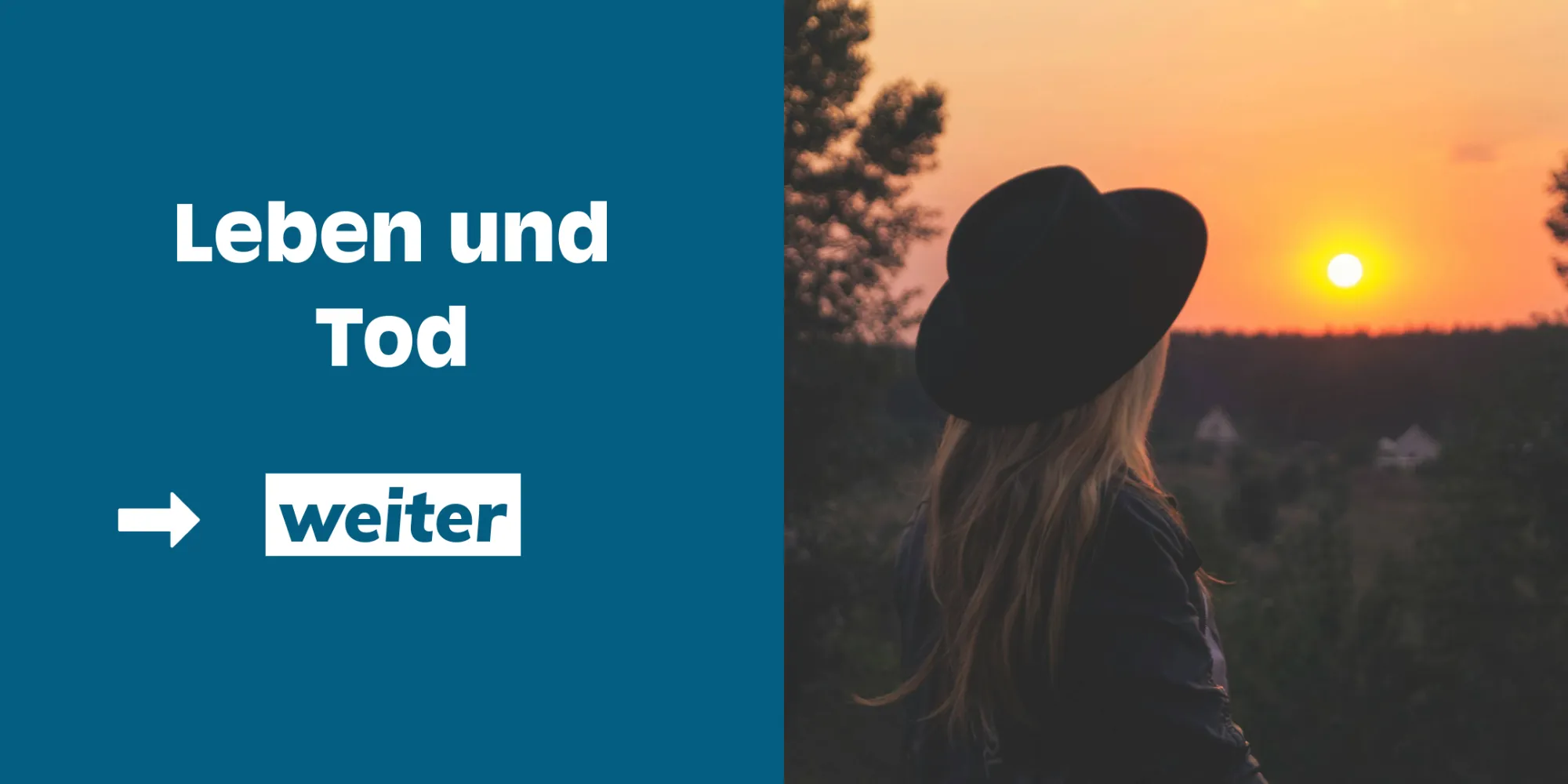 Frau schaut in Sonnenuntergang