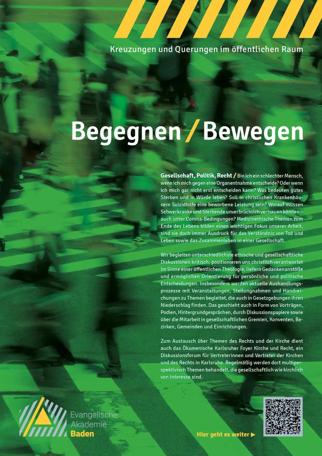 grünes Plakat Begegnen / Bewegen