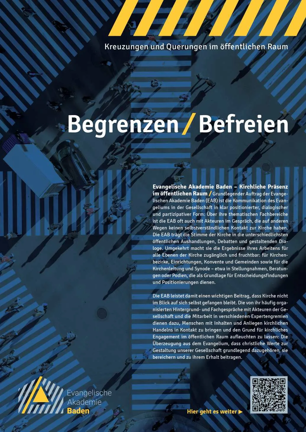 blaues Plakat Begrenzen / Befreien